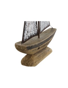 Figurine Décorative Home ESPRIT Blanc Naturel Voilier Finition vieillie 26 x 6 x 34 cm 2
