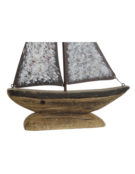 Figurine Décorative Home ESPRIT Blanc Naturel Voilier Finition vieillie 26 x 6 x 34 cm