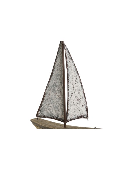 Figurine Décorative Home ESPRIT Blanc Naturel Voilier Finition vieillie 35,3 x 8 x 46,5 cm