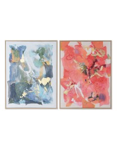 Toile Home ESPRIT Bleu Rose polystyrène Toile Abstrait Moderne 94 x 4 x 123,5 cm (2 Unités)