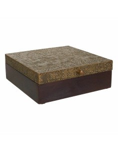 Boîte à bijoux Alexandra House Living Brun foncé Laiton Bois de manguier Bois MDF 20 x 7 x 20 cm