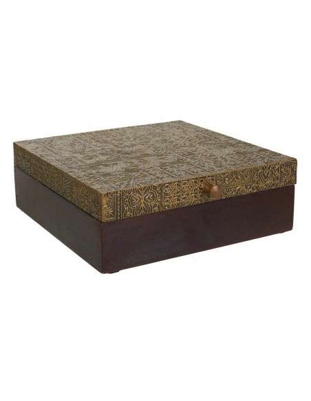 Boîte à bijoux Alexandra House Living Brun foncé Laiton Bois de manguier Bois MDF 20 x 7 x 20 cm