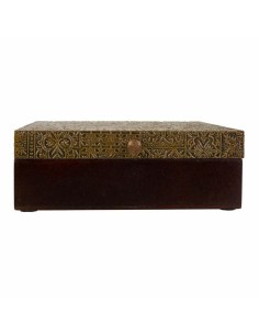 Boîte à bijoux Alexandra House Living Brun foncé Laiton Bois de manguier Bois MDF 20 x 7 x 20 cm 2