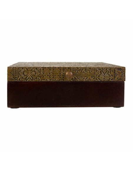 Boîte à bijoux Alexandra House Living Brun foncé Laiton Bois de manguier Bois MDF 20 x 7 x 20 cm