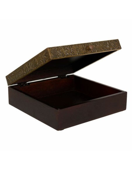 Boîte à bijoux Alexandra House Living Brun foncé Laiton Bois de manguier Bois MDF 20 x 7 x 20 cm