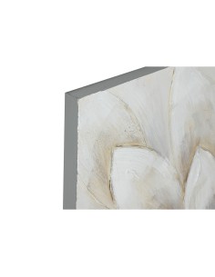Cadre Home ESPRIT Blanc Toile Bois MDF Fleur Romantique 80 x 3 x 80 cm (2 Unités) 2