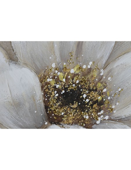 Cadre Home ESPRIT Blanc Toile Bois MDF Fleur Romantique 80 x 3 x 80 cm (2 Unités)