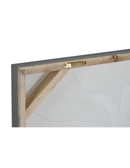 Cadre Home ESPRIT Blanc Toile Bois MDF Fleur Romantique 80 x 3 x 80 cm (2 Unités)