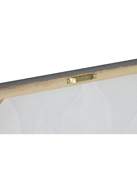 Cadre Home ESPRIT Blanc Beige Toile Bois MDF Fleur Romantique 50 x 2,5 x 50 cm (2 Unités)