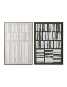 Cadre Home ESPRIT Blanc Vert Beige Gris foncé polystyrène Toile Rayures Urbaine (2 Unités)