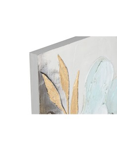 Cadre Home ESPRIT Bleu Doré Toile Bois MDF Fleur Shabby Chic 60 x 3 x 90 cm (2 Unités) 2