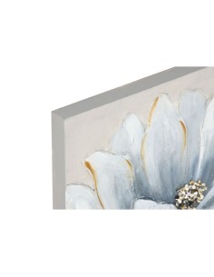 Cadre Home ESPRIT Bleu Blanc Toile Bois MDF Fleur Traditionnel 40 x 2,5 x 40 cm (2 Unités) 2