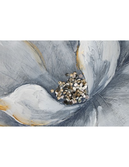 Cadre Home ESPRIT Bleu Blanc Toile Bois MDF Fleur Traditionnel 40 x 2,5 x 40 cm (2 Unités)