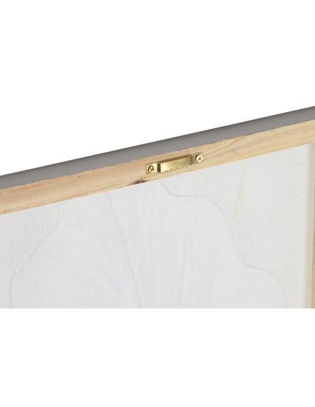 Cadre Home ESPRIT Blanc Doré Toile Bois MDF Feuille d'une plante Romantique 30 x 2,5 x 60 cm (2 Unités)