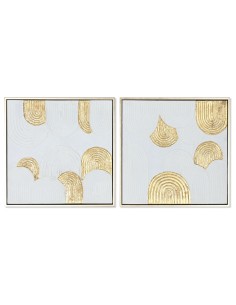 Cadre Home ESPRIT Blanc Doré polystyrène Toile Moderne 42 x 4 x 42 cm (2 Unités)