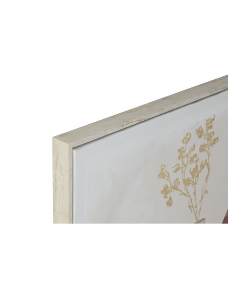 Cadre Home ESPRIT Beige Doré polystyrène Toile Vase Scandinave 82,5 x 3,5 x 82,5 cm (2 Unités)