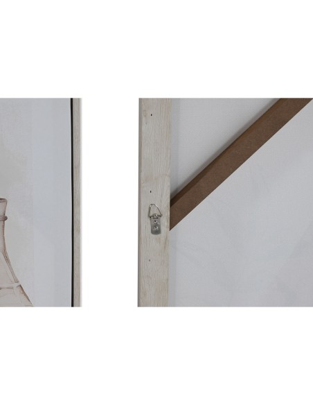 Cadre Home ESPRIT Beige Doré polystyrène Toile Vase Scandinave 82,5 x 3,5 x 82,5 cm (2 Unités)