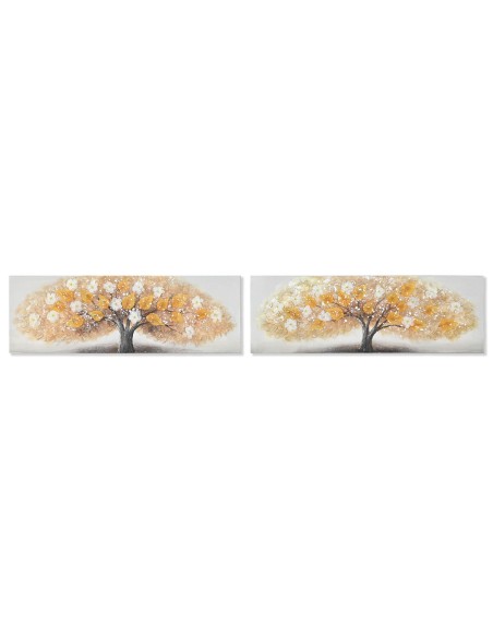 Cadre Home ESPRIT Doré Toile Bois MDF Arbre Traditionnel 90 x 3 x 30 cm (2 Unités)