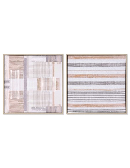 Cadre Home ESPRIT Marron Beige polystyrène Toile Urbaine 52,5 x 2,8 x 52,5 cm (2 Unités)
