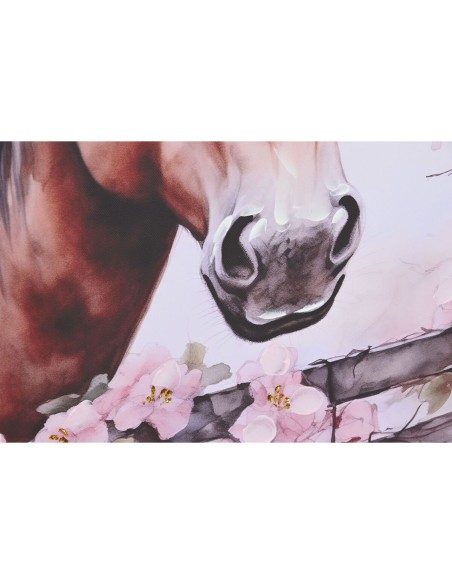 Cadre Home ESPRIT Beige Rose Toile Bois MDF Cheval Shabby Chic 80 x 2,5 x 60 cm (2 Unités)