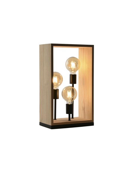 Lampe de bureau Home ESPRIT Marron Noir Naturel Bois Fer Pin 50 W 220 V 30 x 16 x 50 cm