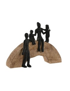 Figurine Décorative Home ESPRIT Marron Noir Famille 26,5 x 9 x 20 cm