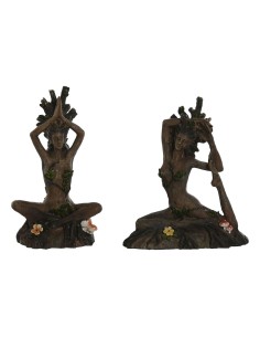 Figurine Décorative Home ESPRIT Marron Yoga Indien 13 x 6 x 16 cm (2 Unités)