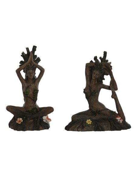 Figurine Décorative Home ESPRIT Marron Yoga Indien 13 x 6 x 16 cm (2 Unités)