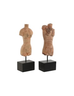 Figurine Décorative Home ESPRIT Marron Noir Femme Homme 13 x 9 x 40 cm (2 Unités)