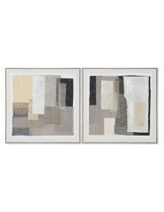Cadre Home ESPRIT Noir Beige Abstrait Urbaine 82 x 3,8 x 82 cm (2 Unités)