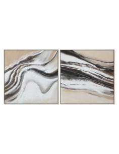 Cadre Home ESPRIT Blanc Beige Abstrait Moderne 102 x 3,2 x 102 cm (2 Unités)