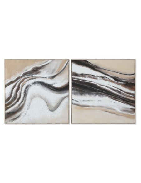 Cadre Home ESPRIT Blanc Beige Abstrait Moderne 102 x 3,2 x 102 cm (2 Unités)