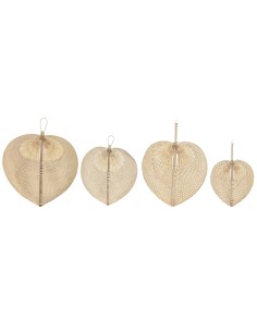 Décoration murale Home ESPRIT Marron Clair Naturel Éventail Tropical (4 Pièces)
