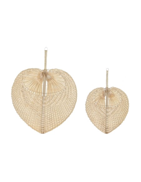 Décoration murale Home ESPRIT Marron Clair Naturel Éventail Tropical (4 Pièces)