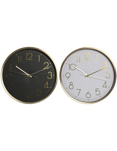 Horloge Murale Home ESPRIT Blanc Noir Aluminium 30 x 4,3 x 30 cm (2 Unités)