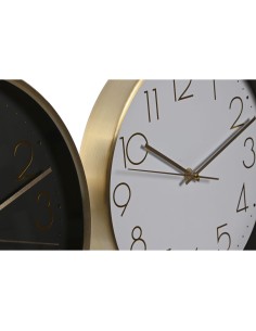 Horloge Murale Home ESPRIT Blanc Noir Aluminium 30 x 4,3 x 30 cm (2 Unités) 2