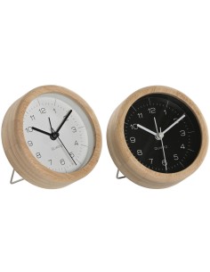 Horloge de table Home ESPRIT Blanc Noir Bambou 10 x 4,3 x 10 cm (2 Unités)