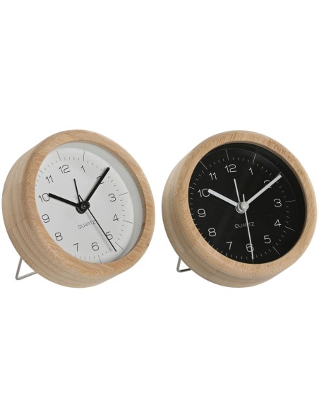 Horloge de table Home ESPRIT Blanc Noir Bambou 10 x 4,3 x 10 cm (2 Unités)