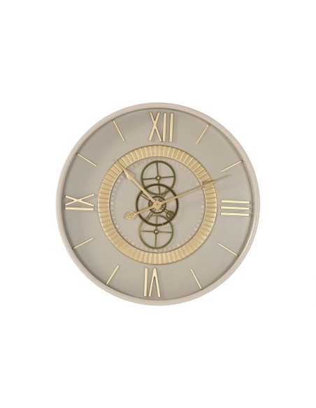 Horloge Murale Home ESPRIT Blanc Beige Doré Verre Fer 60 x 8 x 60 cm 59,5 x 8,5 x 59,5 cm
