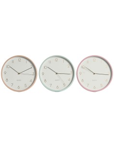 Horloge Murale Home ESPRIT Corail Menthe Lila PVC 25,5 x 4,3 x 25,5 cm (3 Unités)