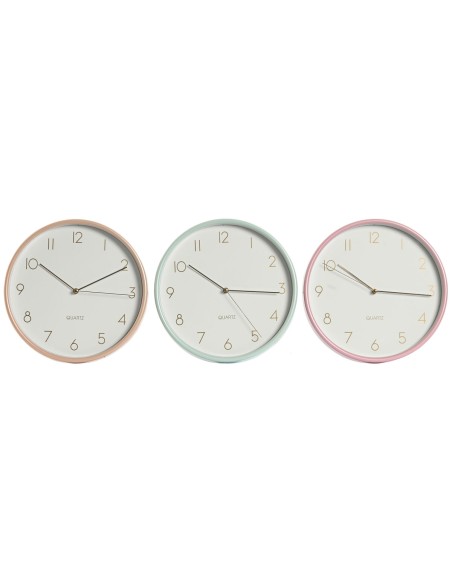 Horloge Murale Home ESPRIT Corail Menthe Lila PVC 25,5 x 4,3 x 25,5 cm (3 Unités)