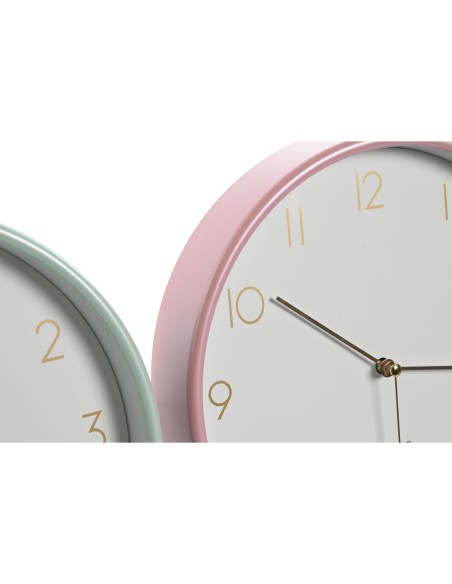 Horloge Murale Home ESPRIT Corail Menthe Lila PVC 25,5 x 4,3 x 25,5 cm (3 Unités)
