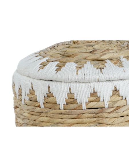 Set de basket Home ESPRIT Blanc Naturel Fibre naturelle Boho 35 x 35 x 37 cm (2 Pièces)