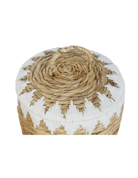 Set de basket Home ESPRIT Blanc Naturel Fibre naturelle Boho 35 x 35 x 37 cm (2 Pièces)
