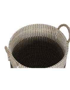 Set de basket Home ESPRIT Blanc Noir Naturel 44 x 44 x 49 cm (2 Pièces) 2