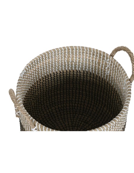 Set de basket Home ESPRIT Blanc Noir Naturel 44 x 44 x 49 cm (2 Pièces)