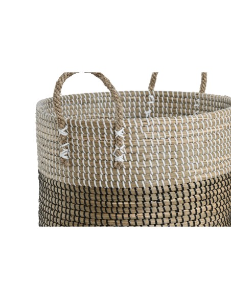 Set de basket Home ESPRIT Blanc Noir Naturel 44 x 44 x 49 cm (2 Pièces)