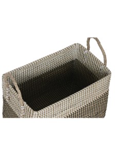 Set de basket Home ESPRIT Blanc Noir Naturel Herbier marin Boho 44 x 25 x 38 cm (2 Pièces) 2