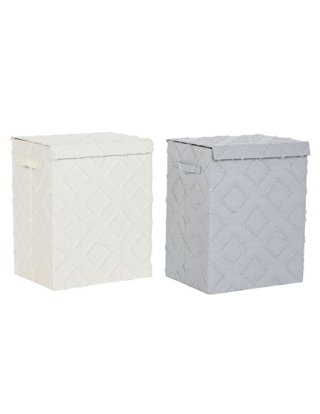 Panier Home ESPRIT Gris Crème 40 x 30 x 50 cm (2 Unités)