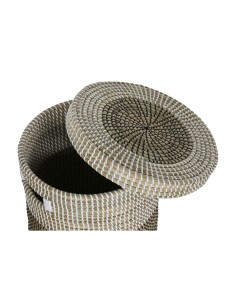 Set de basket Home ESPRIT Blanc Noir Naturel Herbier marin 44 x 44 x 51 cm (2 Pièces) 2